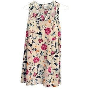 Old Navy Cream With Floral Pattern Sleeveless Dress Women’s Size Small